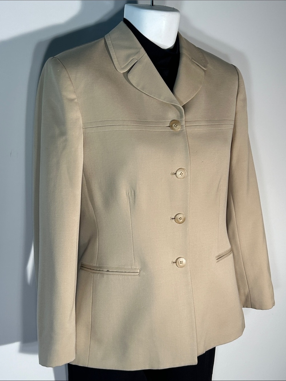 Jones New York Classic Tan Wool Blazer Jacket Career Academia Preppy Staple Old$